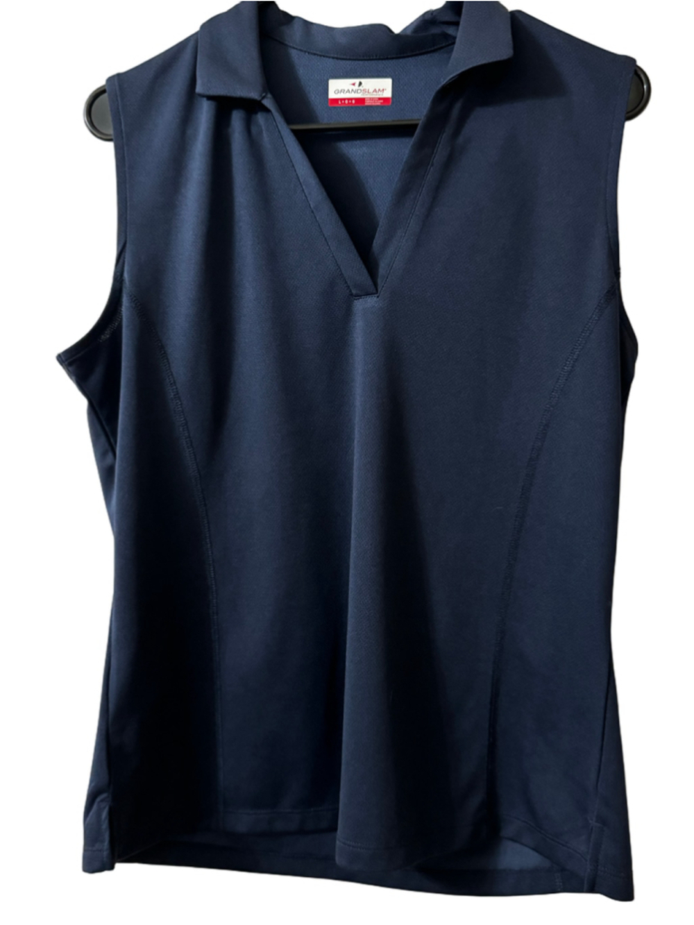 Women's Grand Slam Performance Sleeveless Polo Tank Top Navy Size Large